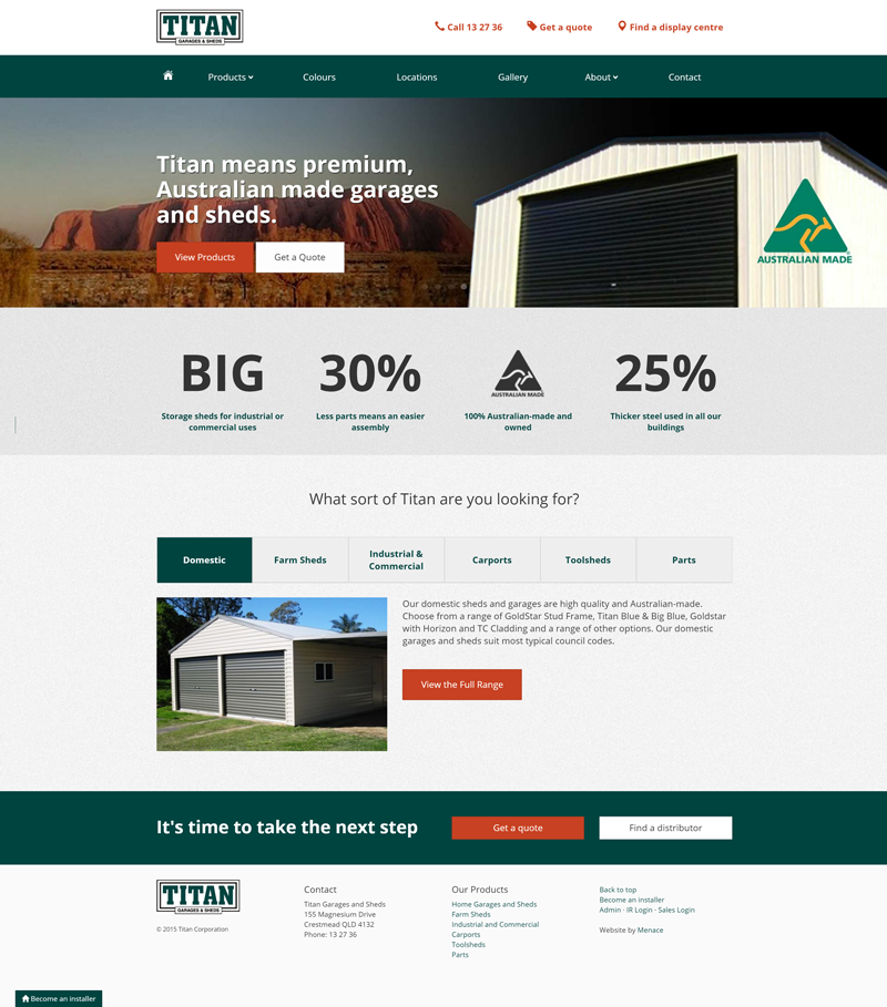 Titan Garages and Sheds Australia Website Thumbnail